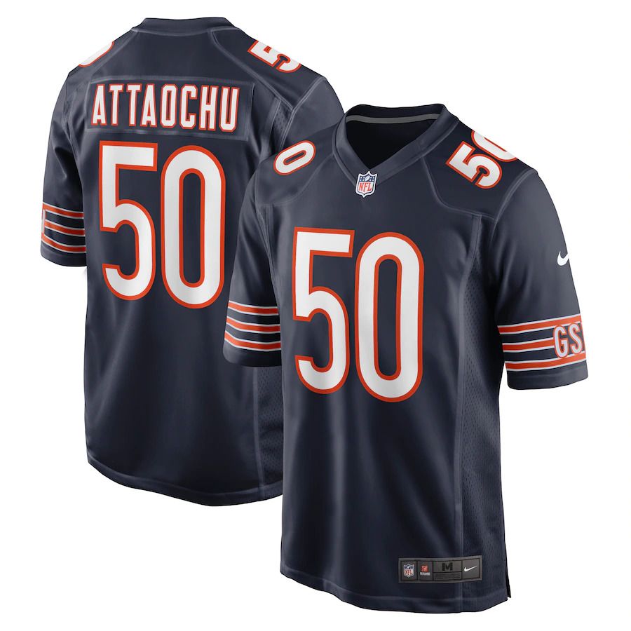 Men Chicago Bears 50 Jeremiah Attaochu Nike Navy Game Player NFL Jersey